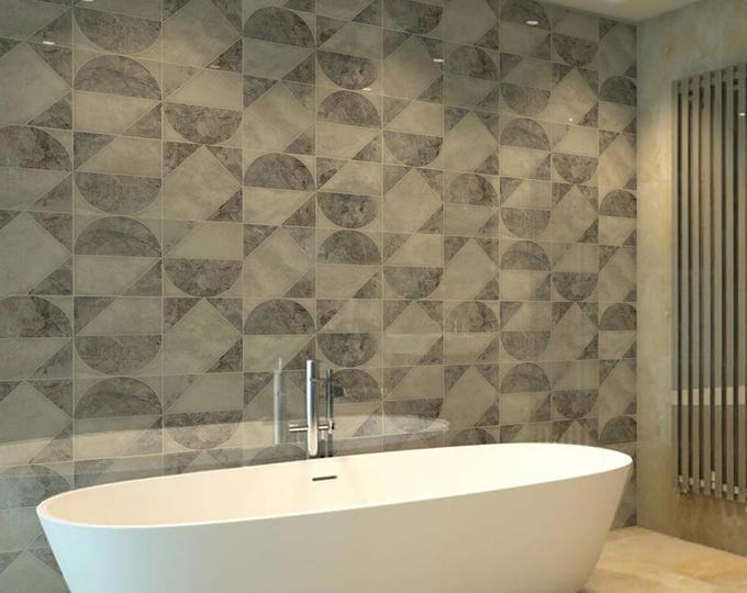 Grey Marble Tile Effect Shower Panel – Waterproof Bathroom Cladding