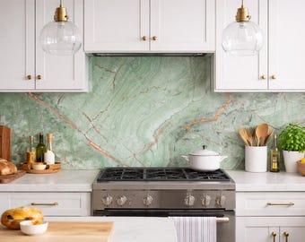 Green Marble Kitchen Back splash | Heat Resistant ACM Panel | Tile Alternative