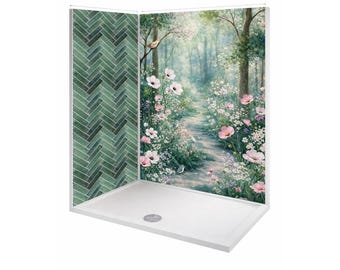 Whispering Meadow Shower Wall Panels with Custom Sized Shower Tray UK Made
