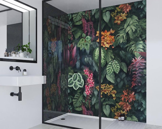 Botanical Wall Shower Panel, Waterproof Bathroom Cladding, Modern Tile Alternative