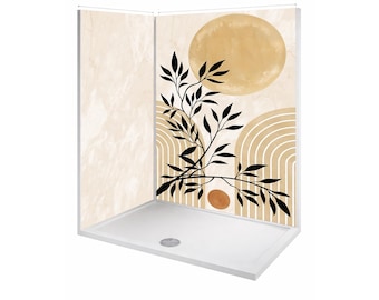 Abstract Calm Shower Wall Panels with Custom Sized Shower Tray UK Made