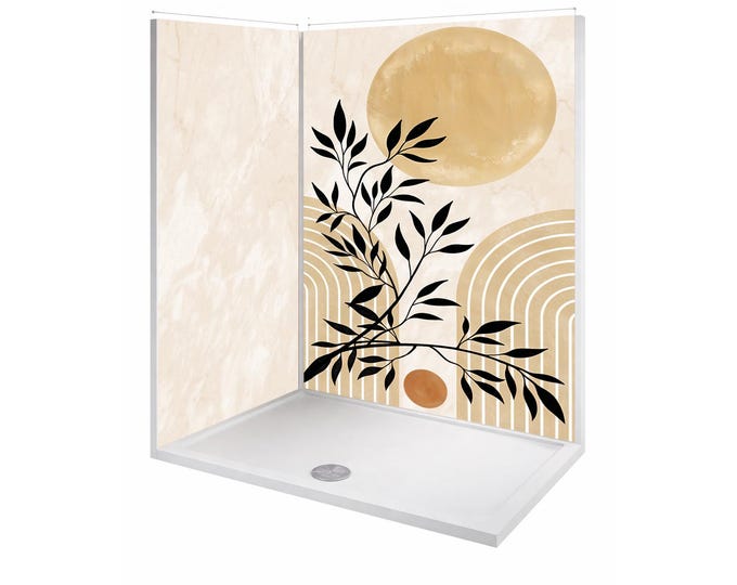 Abstract Calm Shower Wall Panels with Custom Sized Shower Tray UK Made