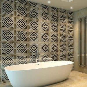 Marble Shower Panel Waterproof, Grout-Free Tile Alternative, Abstract Tile Effect