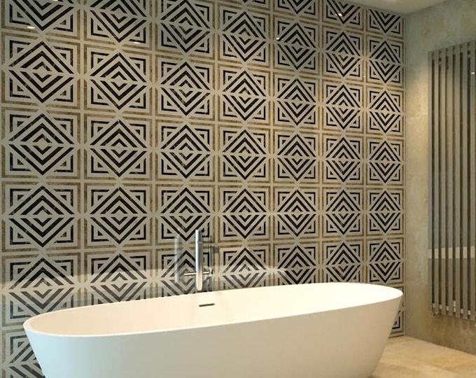 Waterproof Shower Panel, Grout-Free Tile Alternative, Abstract Tile Effect