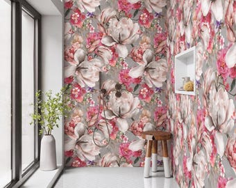 Magnolia Floral Shower Panel, Pink Botanical Waterproof Wall Cladding (Custom Size)