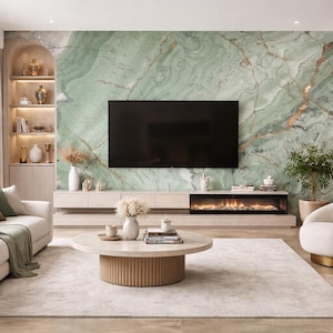 Green Marble Tile Shower Panel 48" X 96", Waterproof Bathroom Cladding ...