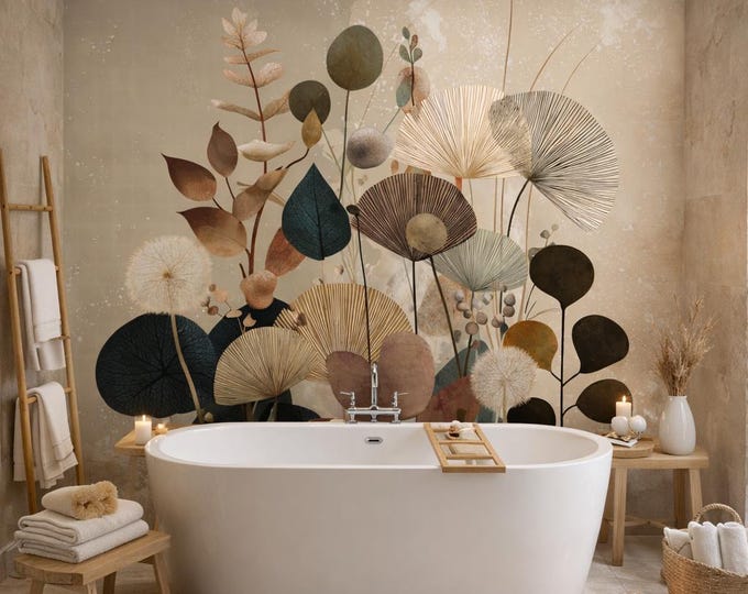 Botanical Meadow Shower Panel 48" x 96", Waterproof Bathroom Cladding, Modern Tile Alternative