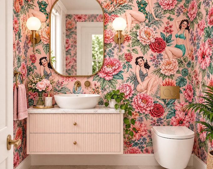 Vintage Pin-Up Girls Wallpaper