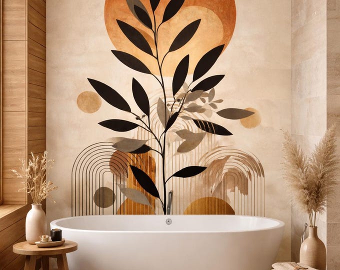 Abstract Autumn Shower Panel 48" x 96", Waterproof Bathroom Cladding, Modern Tile Alternative