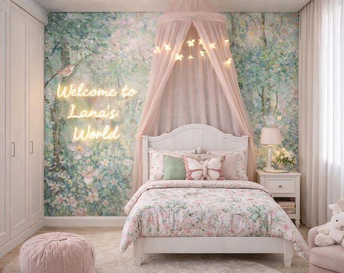 Pastel Woodland Forest Mural – Girls Nursery Wallpaper