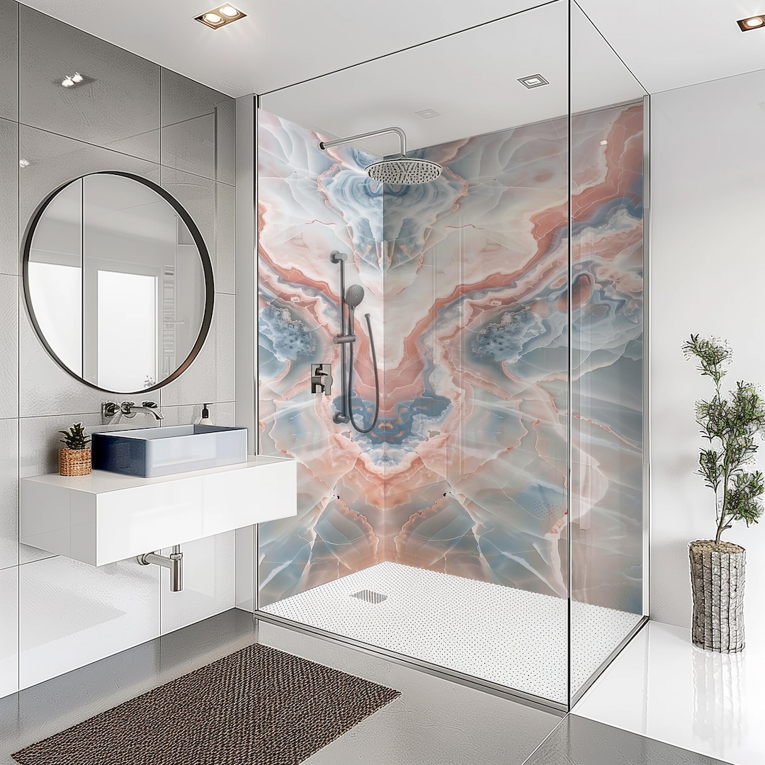 Onex Wall Cladding Onyx Marble Shower Panel, Waterproof Bathroom Wall Panels, Grout-free ...
