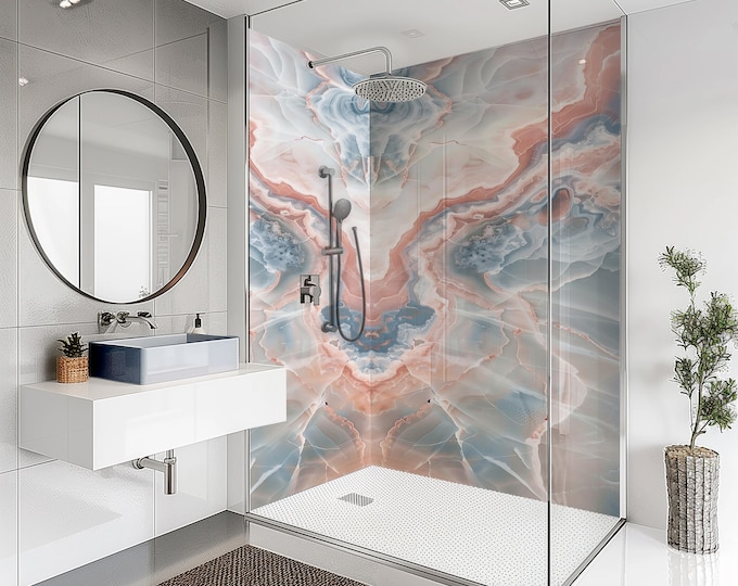 Onyx Marble Shower Panel, Waterproof Bathroom Wall Cladding