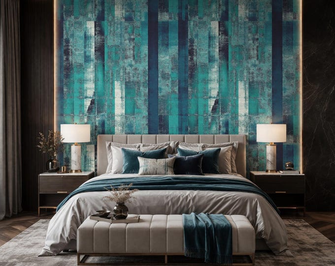 Aqua Glass Abstract Wallpaper Mural I Customized wallpaper