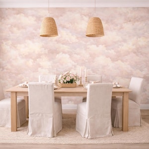 Pink Cloud Wall Mural – Girls Nursery Wallpaper, Mould-Resistant