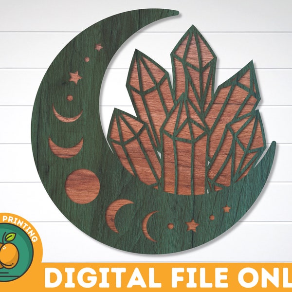 Witchy Moon and Crystal Digital Download glowforge file, laser cut files, glowforge svg, laser file, svg file Witchy Moon and Crystal Digital Download glowforge file, laser cut files, glowforge svg, laser file, svg file