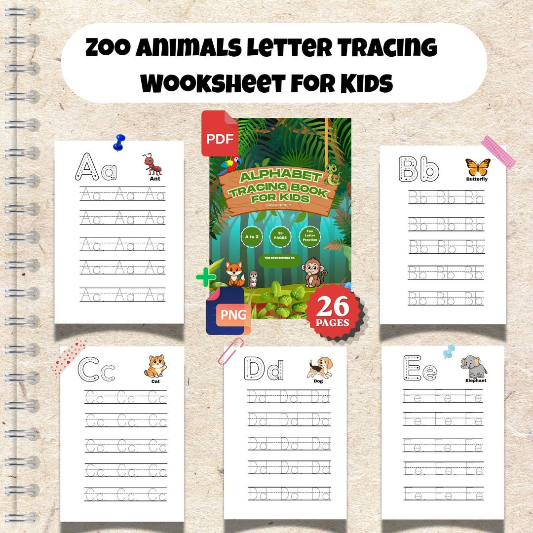 Zoo Animals Alphabet Tracing Worksheet | ABC Handwriting Practice (PDF ...
