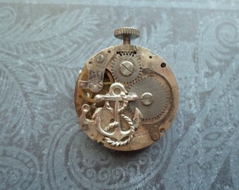 Steampunk Victorian Anchor Watch Movement Brooch