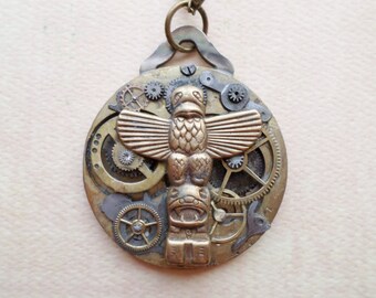 Steampunk Victorian Totem Pocket Watch Pendant