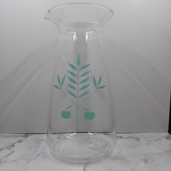 Vintage Pyrex Glass Carafe Apple Tree Etsy