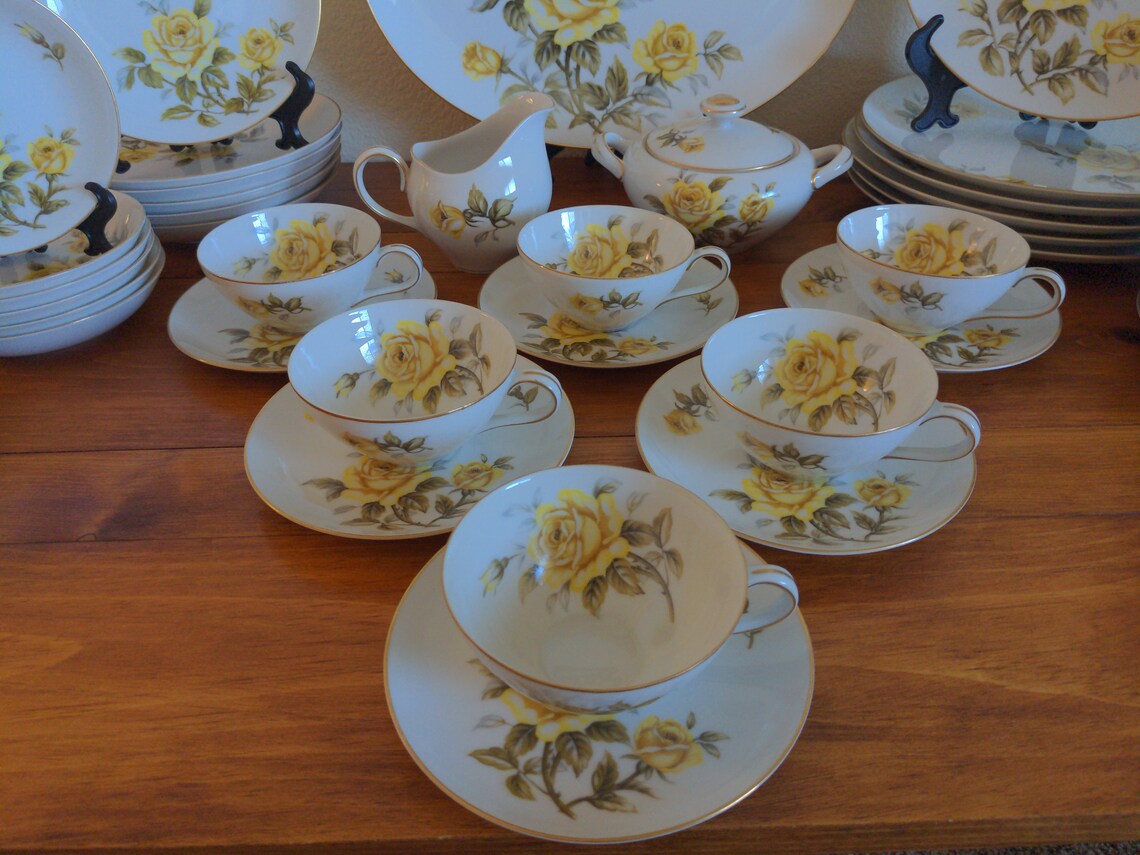 Vintage Harmony House Yellow Rose China Set Serves 6 Etsy