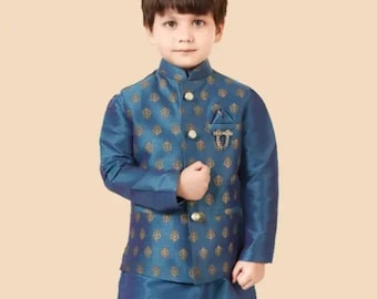 男の子用クルタパジャマ（ネールジャケット付き）、キッズウェディングスーツ、男の子用ウェア、