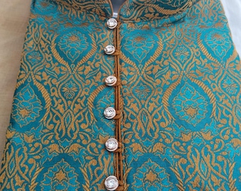Embroidered Raw Silk Kurta Pajama Set, Indian Wedding Outfit
