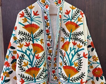 Samt Baumwolle Stickerei Jacke indischen Stil Boho Mantel Unisex Brautjungfer Geschenk, Winterjacke, Kimono Robe, Brautjungfer Jacke, Geschenk für Sie
