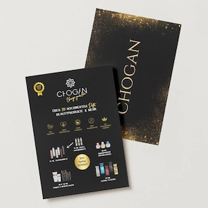 Flyer / table banner A4 or A5 | Chogan information sheet in black and gold design for events, trade fairs, sales & presentations
