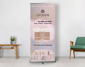 Roll-up banner 85 x 200 cm | Chogan advertising banner in organic design for events & presentations