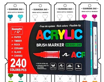 DIGITAL PDF – GuangNa Acrylic Brush Markers 240 Color Swatch Chart Printable Template – Instant Download
