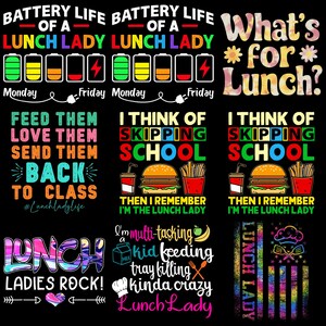 Lunch Lady PNG Bundle, Funny Lunch Lady Shirt Design, School Cafeteria Worker PNG, Lunch Lady Life Sublimation, Teacher Staff PNG image 2