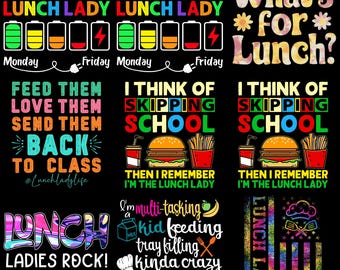 Lunch Lady PNG Bundle, Funny Lunch Lady Shirt Design, School Cafeteria Worker PNG, Lunch Lady Life Sublimation, Teacher Staff PNG