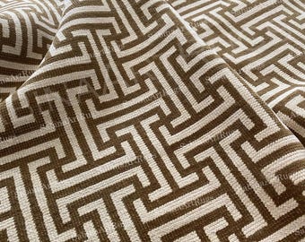Alfombra de lana hecha a mano con diseño de clave griega: alfombra geométrica azul marino y crema