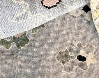 Hand Knotted Oushak Wool Rug: Vintage Pastel Floral Turkish Carpet