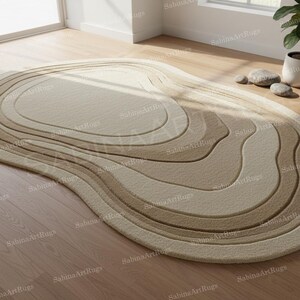 Irregular Shaped Rug,earth Tone ,modern Organic Wool Rug, Neutral ...