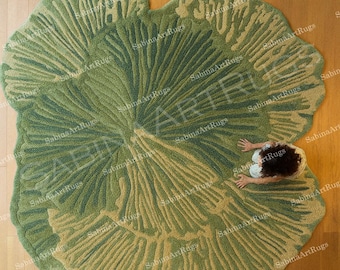 Alfombra verde musgo tejida a mano, alfombra orgánica verde, decoración botánica moderna, alfombra inspirada en la naturaleza, alfombra ecológica de lujo, alfombra verde retro, alfombra estilo años 70, 244 x 244 cm
