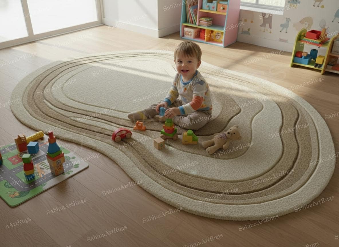 Irregular Shaped Rug,earth Tone ,modern Organic Wool Rug, Neutral ...