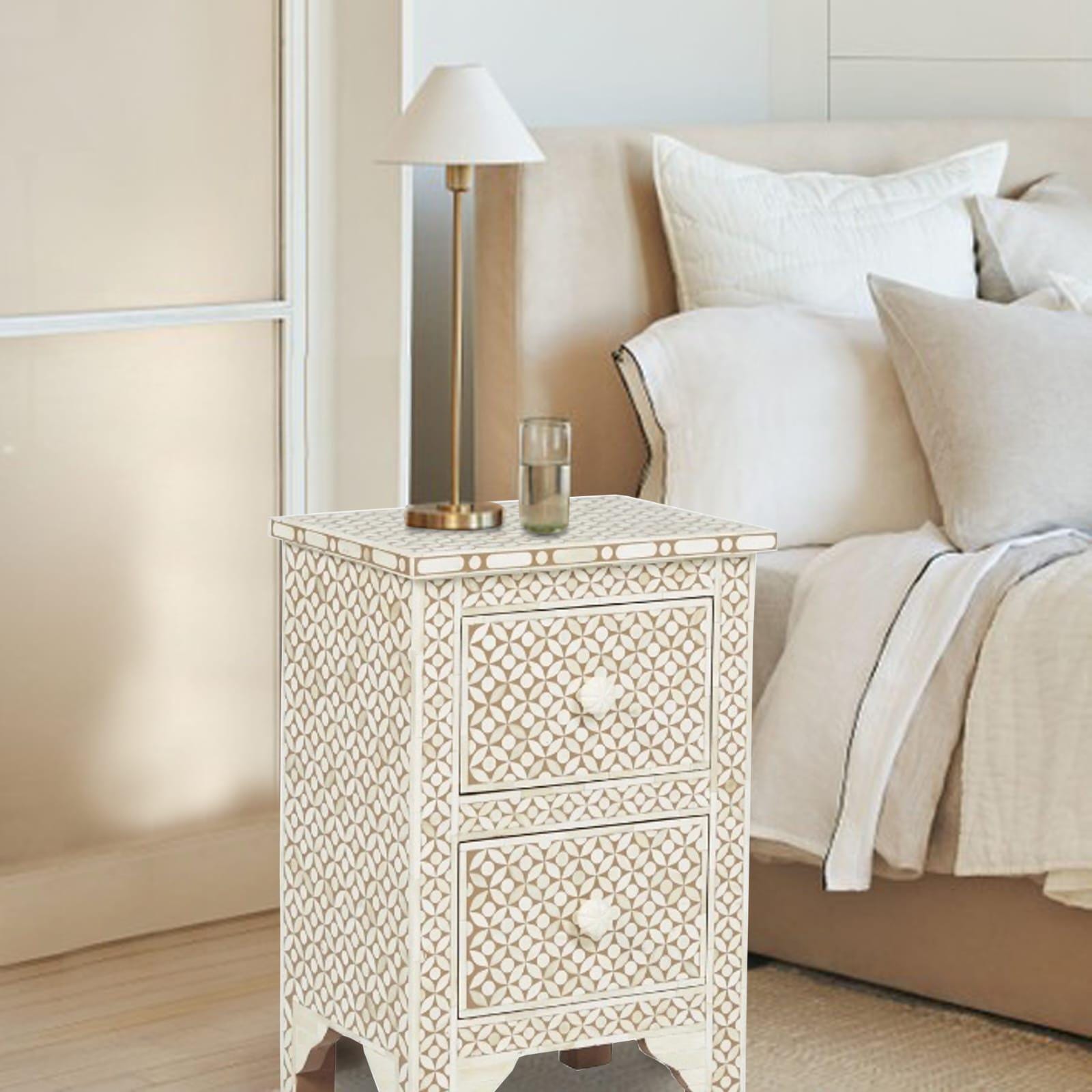 エレガントな骨象嵌ベッドサイドテーブル - Etsy 日本