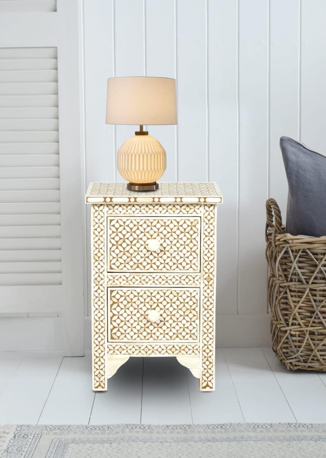 エレガントな骨象嵌ベッドサイドテーブル - Etsy 日本