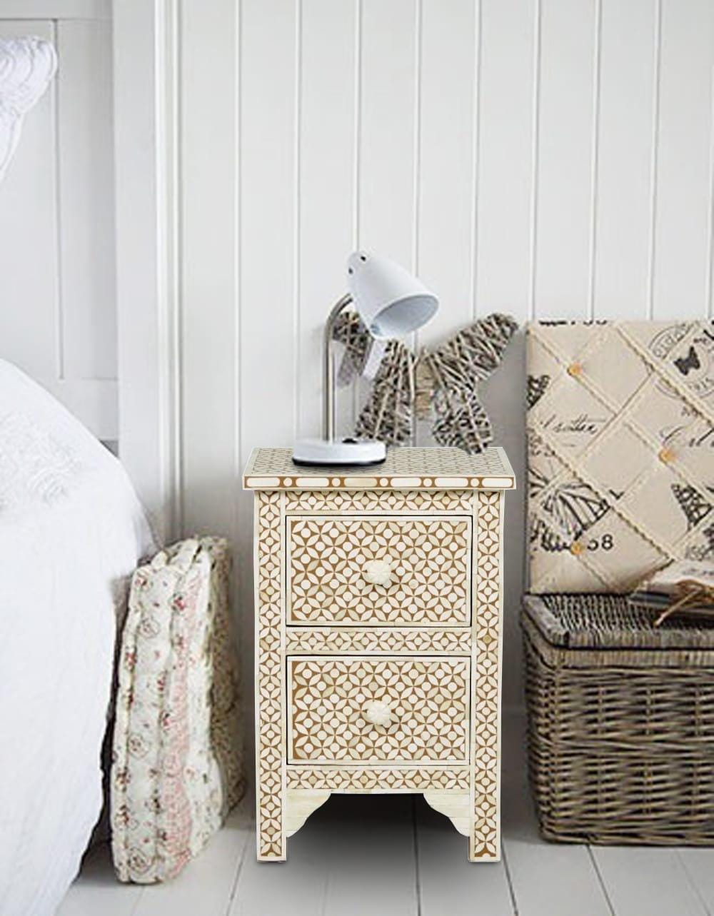 エレガントな骨象嵌ベッドサイドテーブル - Etsy 日本