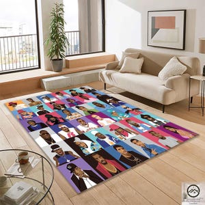 Hip Hop Legends Rug, Rap Music Carpet, Colorful Urban Art Area Rug, Streetwear Style Home Decor, Cool Living Room Rug, Gift for Music Fans