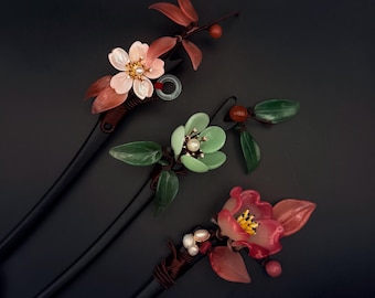 Chinese Handmade Ancient Method Liuli Hairpin Collection