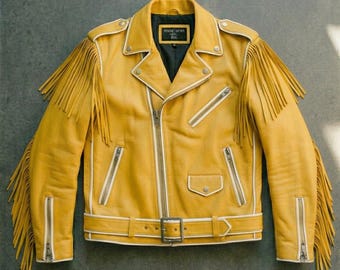 Men's Western Fringe Handmade Genuine Leather Jacket – Rodeo Cowboy Style Punk Rockstar Motorcycle Streetwear