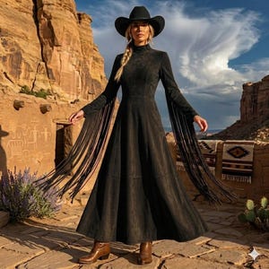 Black Western Boho Dress - Etsy