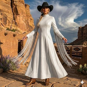 white long sleeve leather dress Ariella White Leather Dress