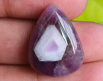 100% Quality Amethyst Lace Agate Pear Shape Cabochon, Loose Gemstone Semi Precious, Crystal Healing For Jewelry Making. 24ct,25x19x7mm