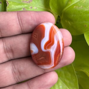 Natural Orange banded Agate Oval Shape Cabochons, Handmade Loose Gemstone, Semi Precious Gemstone For Sale. 48cts36x26x7mm image 4