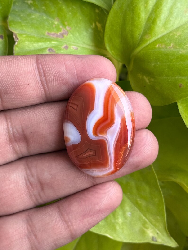 Natural Orange banded Agate Oval Shape Cabochons, Handmade Loose Gemstone, Semi Precious Gemstone For Sale. 48cts36x26x7mm image 4
