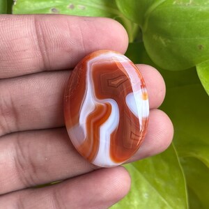 Natural Orange banded Agate Oval Shape Cabochons, Handmade Loose Gemstone, Semi Precious Gemstone For Sale. 48cts36x26x7mm image 7