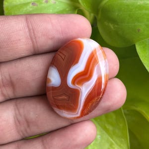 Natural Orange banded Agate Oval Shape Cabochons, Handmade Loose Gemstone, Semi Precious Gemstone For Sale. 48cts36x26x7mm image 6